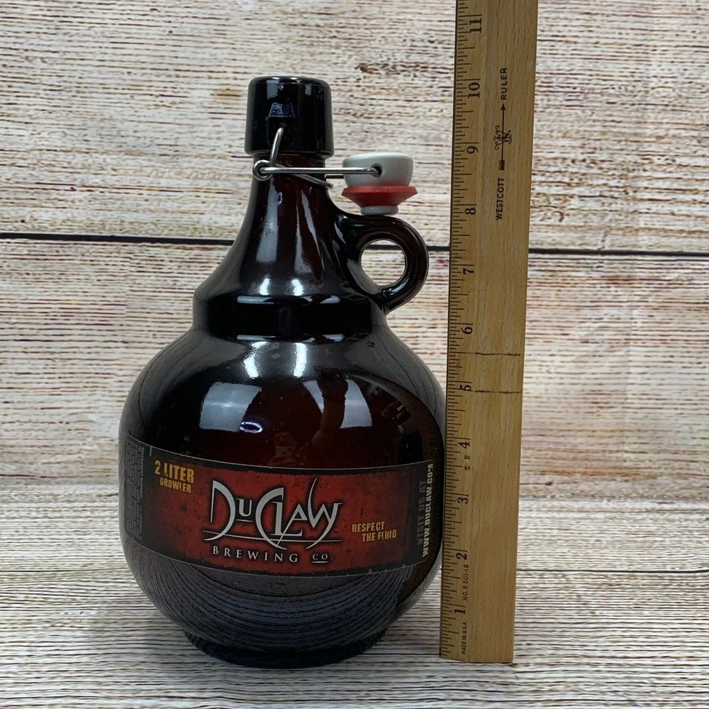 DuClaw Brewing Co. Amber Brown‎ Glass Growler 2 Liter Flip Top Beer Bottle EMPTY